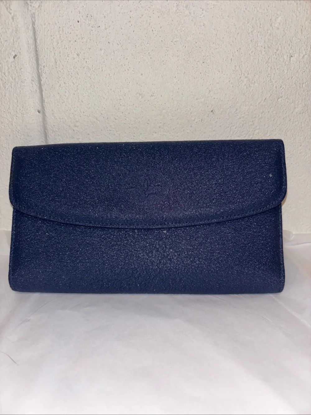 Vintage Buxton Checkbook calculator organizer wallet blue textured leather